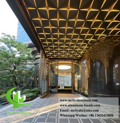últimas notícias da empresa sobre Apresentando Nosso Novo Teto de Alumínio com Formato 3D: Eleve Espaços Externos com Estilo e Iluminação