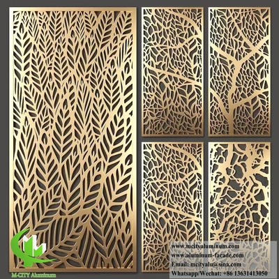 Tela de alumínio cortada a laser Padrão de gravação de divisória de metal Espessura de 10 mm