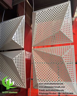 Painéis de fachada de alumínio arquitetônico 3D perfurados.