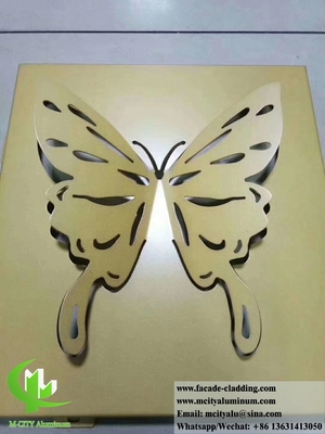 Painéis metálicos de design borboleta folha de alumínio para decoração de parede, revestimento