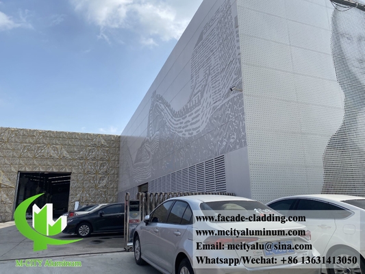 Painel de revestimento de fachada de alumínio perfurado PVDF revestimento branco durável 15 anos Garantia 3 mm espessura