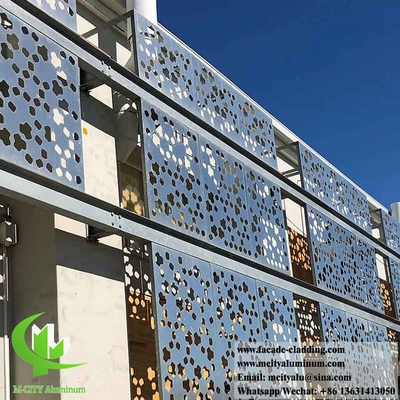 Sistema de fachada de revestimento de alumínio de painéis metálicos cortados a laser sombra solar exterior