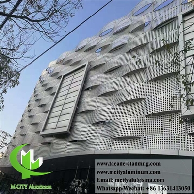 Painéis de revestimento de parede exterior tela de metal ondulada folha de alumínio para edifícios sistema de fachadas