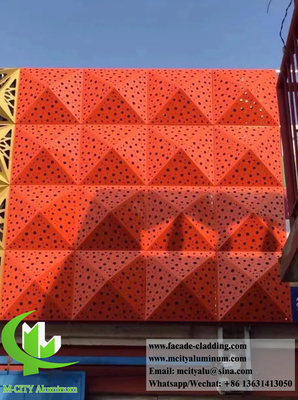 3D Design de revestimento de metal de cor vermelha para decoração de parede de fachada PVDF pintura revestimento durável