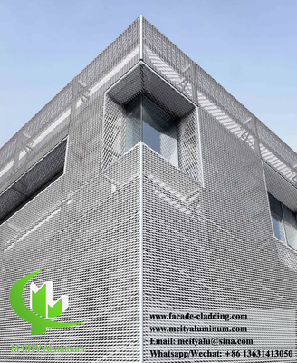 Revestimento de alumínio de malha corrugada perfurada Decoração exterior PVDF Cor Branca