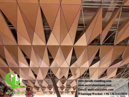Telhado de metal azulejos de alumínio decoração exterior e interior 3D forma PVDF ouro