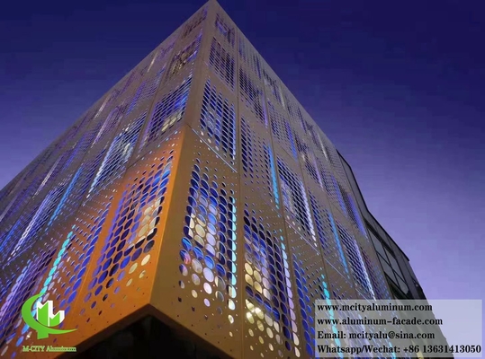 Painéis de parede metálicos perfurados, de chapa metálica arquitetônica, painéis de alumínio para fachadas de edifícios