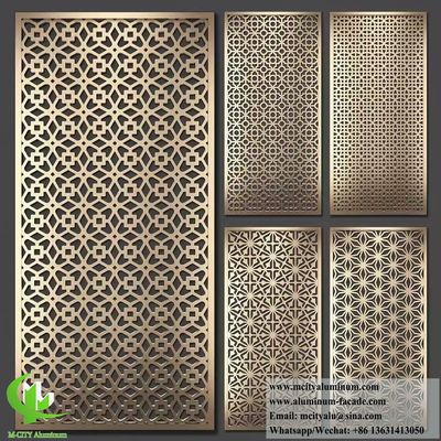 Bom preço Divisória Arquitetônica em Metal Cor Latão e Painel Decorativo Cortado a Laser em 1200x2400mm com Acabamento em Pintura Eletrostática on-line