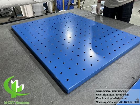 Padrão de perfuração de tela de alumínio do painel de revestimento de metal de cor azul PVDF
