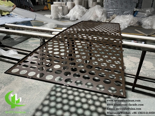 Ecrã de alumínio para decoração de fachadas de chapas de metal perfuradas por CNC
