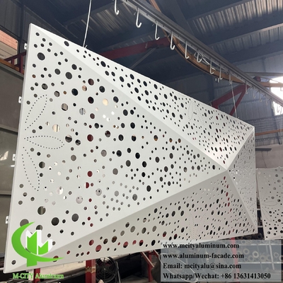 revestimento de fachada exterior folha de metal padrão de perfuração de design 3D revestimento PVDF