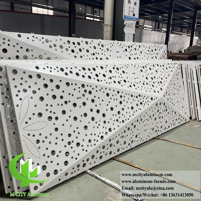 revestimento de fachada exterior folha de metal padrão de perfuração de design 3D revestimento PVDF