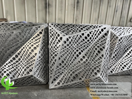 Folha de alumínio metálico de fachada 3D com padrão de perfuração para decoração de edifícios