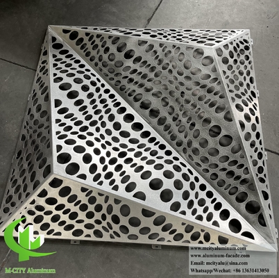 revestimento de fachada exterior folha de metal padrão de perfuração de design 3D revestimento PVDF