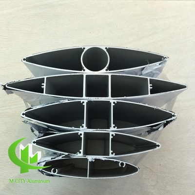 Fornecedor de lâminas de alumínio na China com acabamento revestido de pó de forma oval Sistema de folhas aéreas largura 300 mm cor de grão de madeira