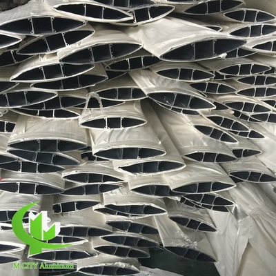 300 mm cor de grão de madeira Arquitetura alumínio lâmina de lâminas de aeroplata com forma oval para parede cortina de fachada
