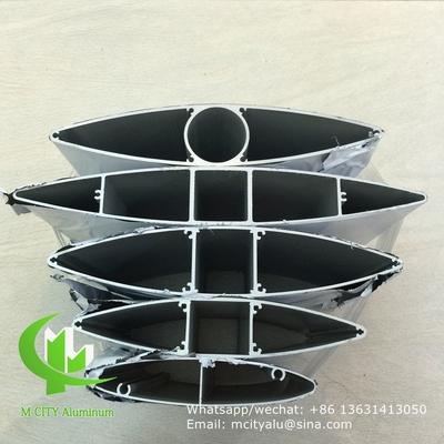 louvre solar Arquitetônico Aerofoil perfil louver de alumínio com forma oval para parede cortina de fachada