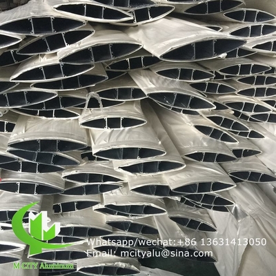 revestido de pó Arquitetura Aerofoil perfil de alumínio persiana de forma oval para parede cortina fachada