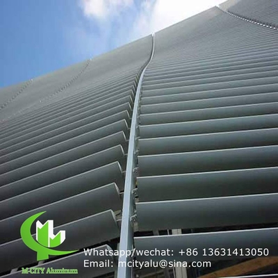 louvre solar Arquitetônico Aerofoil perfil louver de alumínio com forma oval para parede cortina de fachada