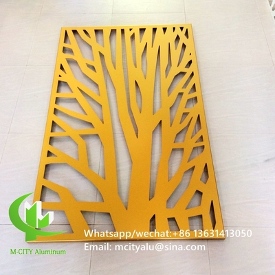 Painel de tela de gravação de alumínio metálico corte a laser painel de fachada decoração de casa padrões de árvore