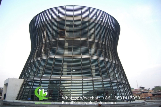 Sombra solar revestida em pó para janela Sombra de perfil de folha aerodinâmica de alumínio com forma oval para parede de cortina de fachada