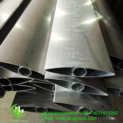 250 mm Arquitetura Aerofoil perfil de alumínio lâmina de louva com forma oval para parede cortina fachada