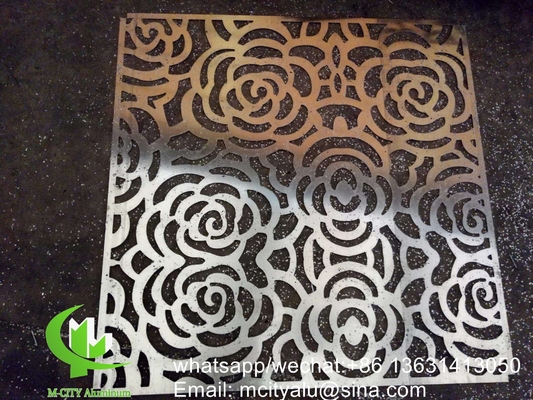 Painel de corte a laser painel oco flor rosa design 2.5mm revestimento de alumínio metálico para parede