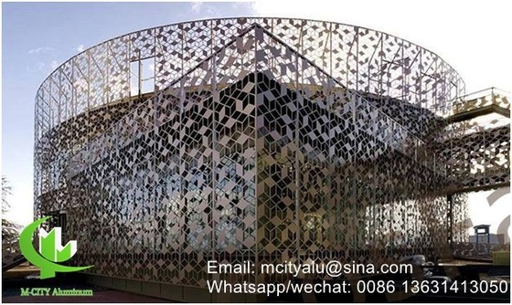 Painel de parede perfurado de alumínio para revestimento de fachada de parede de cortina, painel de parede com um desenho oco de espessura de 2 mm