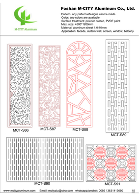 China fábrica super resistente revestido de pó de alumínio CNC corte a laser painel decorativo para fachada painel de parede painel revestimento