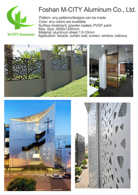 Painel decorativo perforado de alumínio para revestimento de fachada de parede de cortina, painel de parede com folha perforada de espessura 3 mm