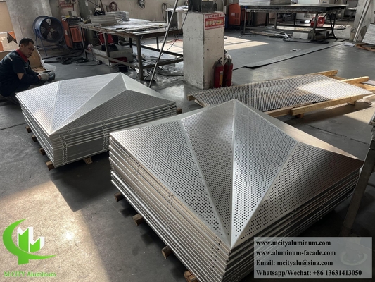 Sistema de fachada de tela de alumínio de revestimento de parede de metal triangular 3D