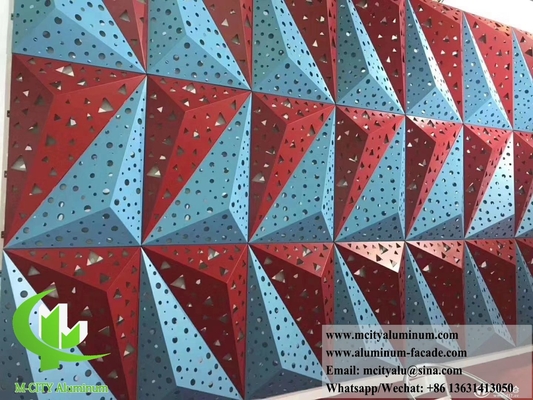 3D revestimento de alumínio fachadas perfuradas sistema de fachadas de metal