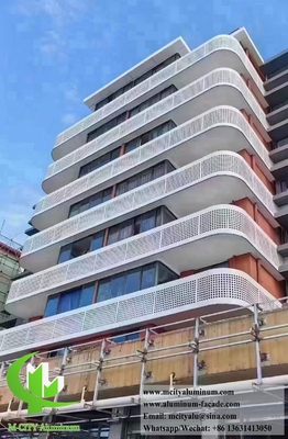 Sistema de fachadas perfuradas de revestimento de parede exterior de chapa de alumínio metálico