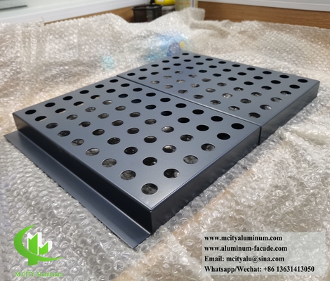 Painel de fachada de metal sólido de alumínio com padrão de perfuração para decoração de revestimento de parede de edifícios