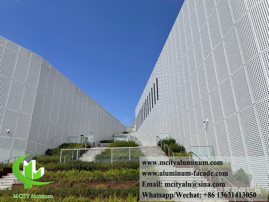 Projeto de fachadas metálicas exteriores, revestimento de parede, decoração de painéis sólidos de alumínio