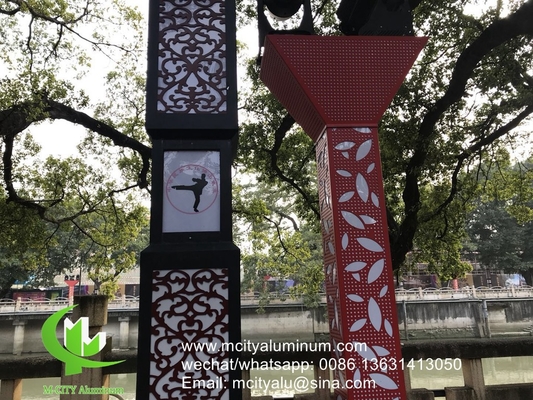 Cobertura decorativa exterior para lâmpada de rua feita sob encomenda painel perforado de alumínio para painel de parede