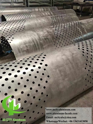 Coluna de metal revestimento painéis de alumínio padrão perfurado com luz LED