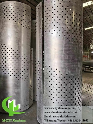 Coluna de metal revestimento painéis de alumínio padrão perfurado com luz LED