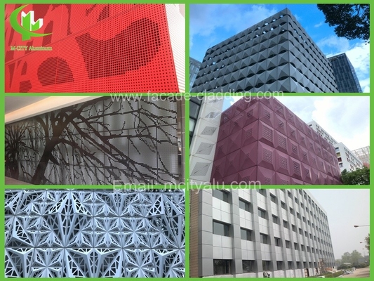 Fassada revestida por alumínio perfurado painel de parede fachada exterior de edifício para cobertura exterior