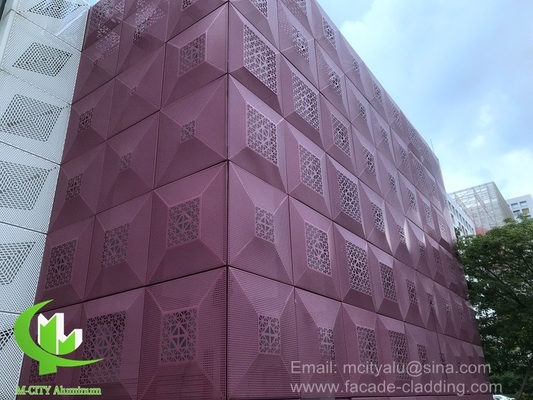 de cor dourada Revestimento de fachada perfurado de alumínio metálico para revestimento exterior de fachada