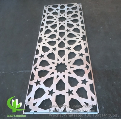 Painel de corte a laser de alumínio metálico com perforação de padrões de arranque usado para construção de fachada estilo muçulmano