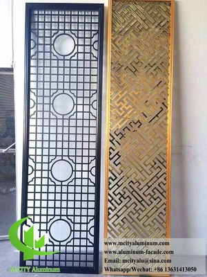 Ecrã metálico decorativo de alumínio com padrão de corte a laser