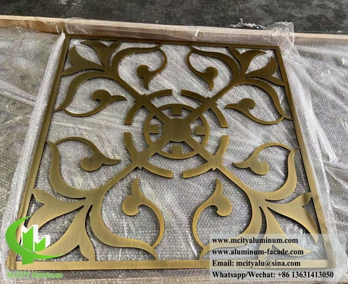 8 mm espessura tela de alumínio CNC gravura latão decoração de divisória de cores