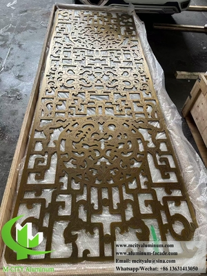 8 mm espessura tela de alumínio CNC gravura latão decoração de divisória de cores