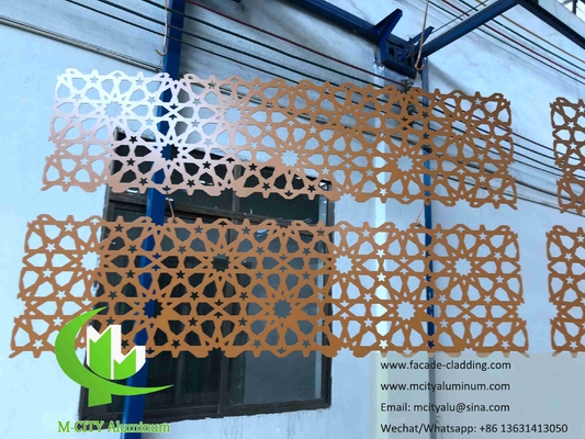 Arquitetura islâmica fachada de alumínio cortada a laser para revestimento de parede de mesquita muçulmana