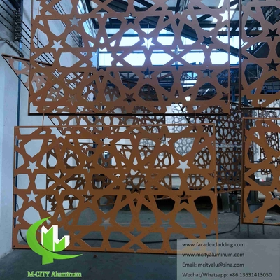 Decoração de tela de metal cortada a laser para fachada, vedação, decoração de corrimão Material de alumínio