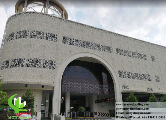 Arquitetura islâmica fachada de alumínio cortada a laser para revestimento de parede de mesquita muçulmana