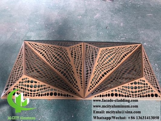 Folha perfurada 3D de fachada de alumínio arquitetônico folha de metal cortada a laser para revestimento
