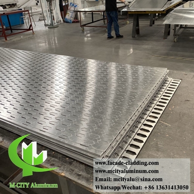 Painel decorativo de chapa de alumínio perfurado de forma hexagonal revestido em pó de cor cinzenta