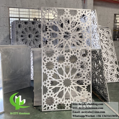 Islam design fachada metálica revestimento de parede de alumínio com padrões perfurados revestido em pó